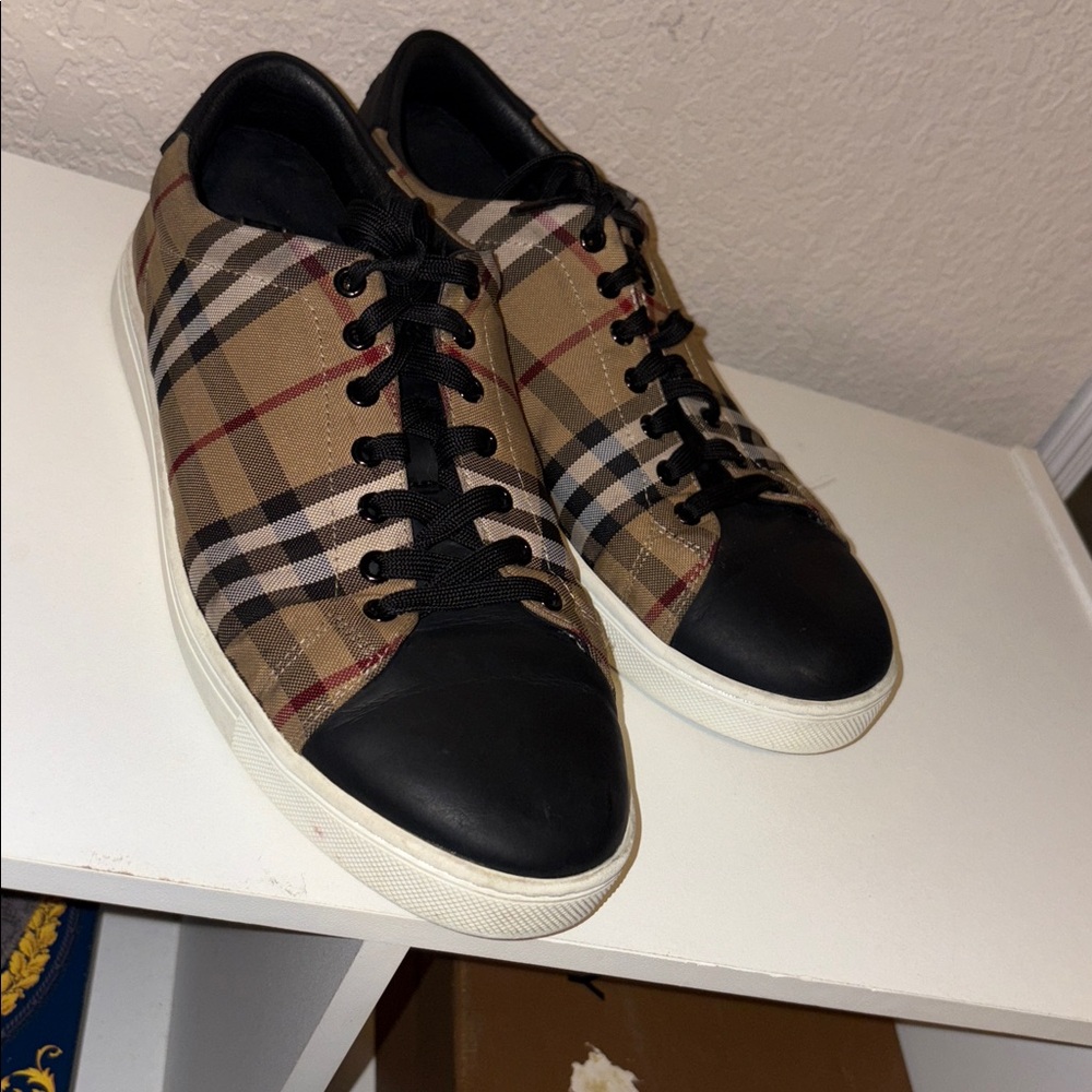 Burberry Checkered Sneakers with Black and White Accents